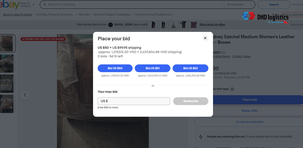 Bid giá thầu sản phẩm eBay