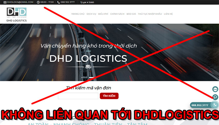 Website mạo danh DHD Logistics