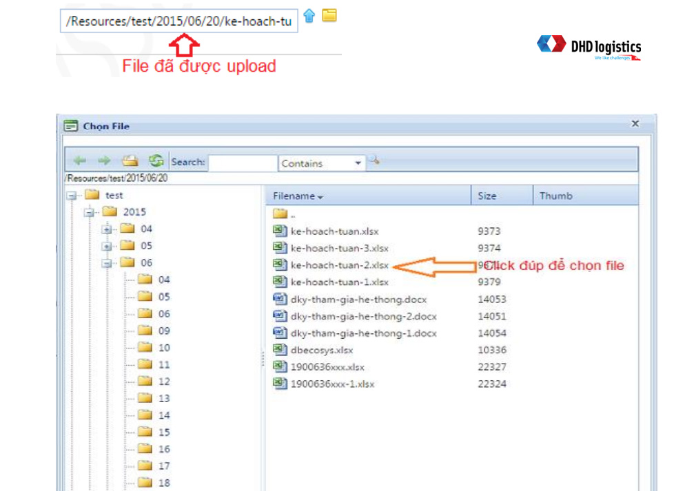 Chọn thư mục file cần upload