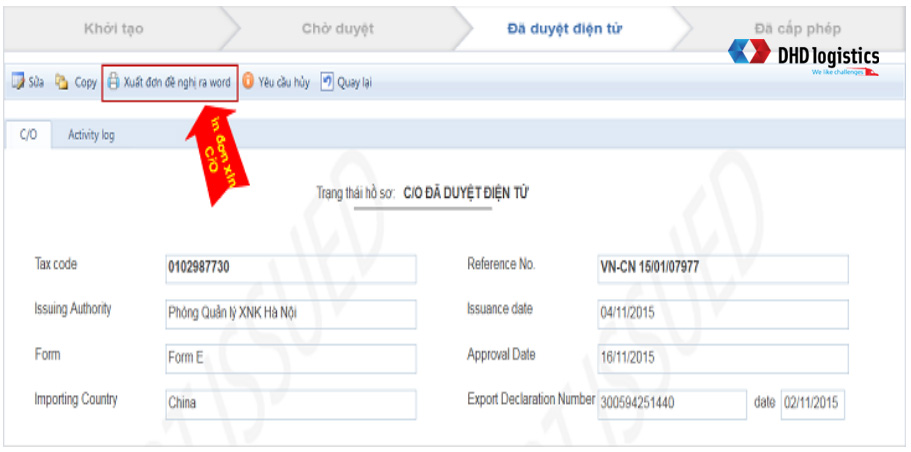 Hoàn thành khai C/O điện tử